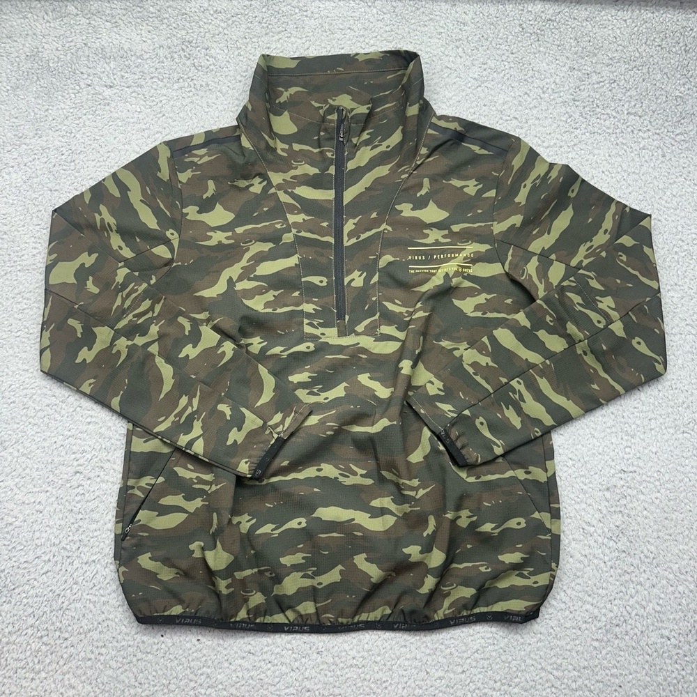 Virus Mens Size Medium 1/4 Zip Pullover Camouflage Pattern‎ Windbreaker Jacket
